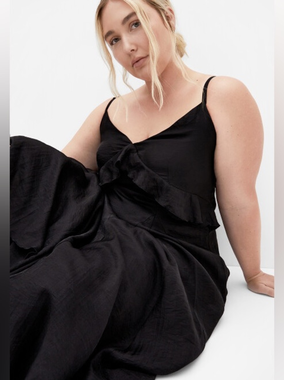 City Chic Clara Frill Black Ruffle-Trim Midi Dress NWT - Picture 2 of 8